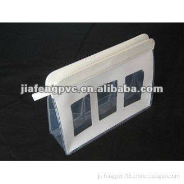 White PU Top Transparent EVA Makeup Bag with Seperate Inner Pockets